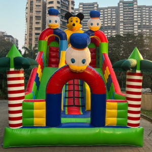 Mickey-themed double slide inflatable for kids