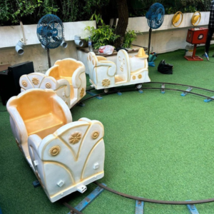 White mini train ride for kids parties and events