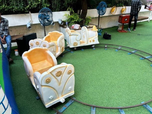 White mini train ride for kids parties and events
