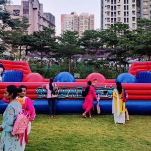 Large inflatable game arena setup for kids events and gatherings