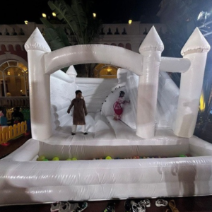 White Bouncy castle with Ball Pit