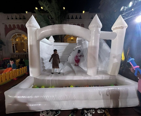 White Bouncy castle with Ball Pit