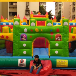 Mickey-themed inflatable fun city for kids’ parties and events
