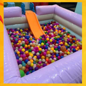 Pastel ball pit for kids with soft-colored plastic balls