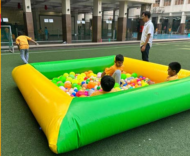 Kids ball pit with colorful plastic balls